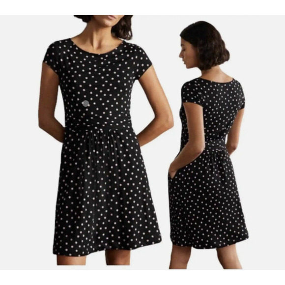 BOHO AmeliePINK Dots Print Stretch Dress BODEN Size US 6L Long Gently Worn A1 - Picture 1 of 7